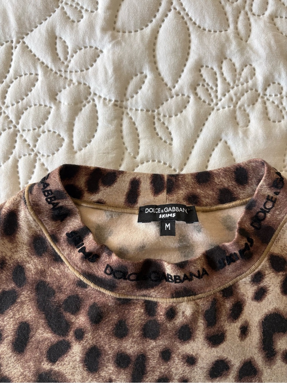 Dolce & Gabbana x SKIMS Leopard Cotton Jersey Long Sleeve Top Size M - Picture 8 of 13